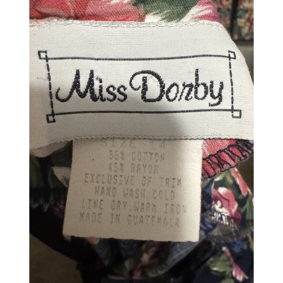 Miss Dorby Dress Floral Cottagecore Gold Buttons 80s 90s Sz 14 Floral Vintage - Picture 9 of 9